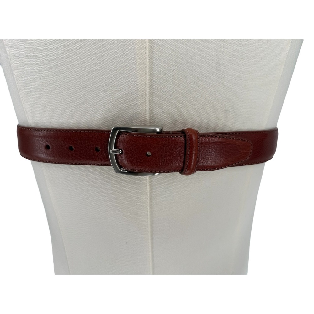 Bosca Men's Size 38 BROWN Leather Belt Silver Tone Buckle, EUC,Made In Italy